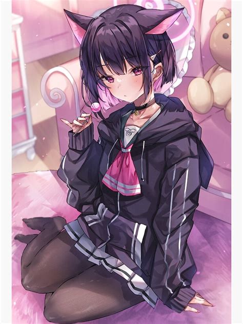 Cute Neko Kyouyama Kazusa Hot Ass Tits Blue Archive BA Lewd Anime Girl Art Print For Sale By