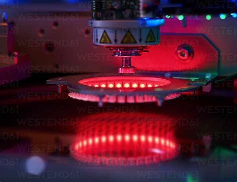 Red Glowing Wafer Heater Machine At Industry Stock Photo