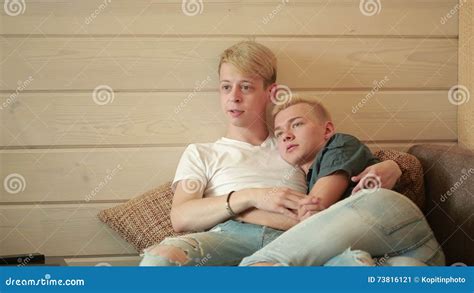 Homosexuality Same Sex Marriage Concept Happy Male Gay Couple Hugging At Home Stock Video
