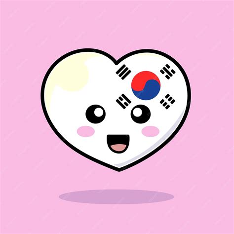 Premium Vector South Korea Heart Cute Character Country Flag Love