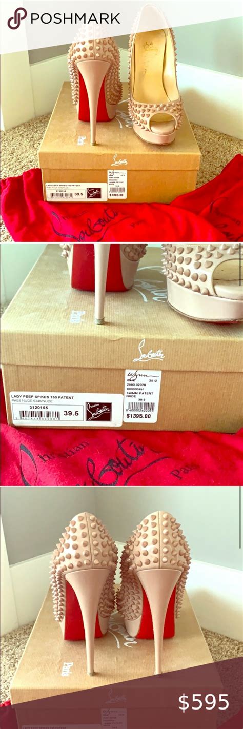 Louboutin Lady Peep Spike Patent Nude Pump Nude Pumps Christian Louboutin Red Bottoms Black