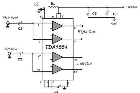 22 Watt Stereo Amplifier with Power IC TDA1554 - Amplifier Circuit Design