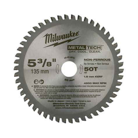 Milwaukee 5-3/8 in. x 50 Teeth Non-Ferrous Metal Cutting Circular Saw ...