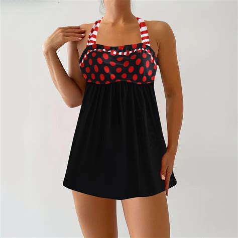 Aunvito Elegant Swimsuit For Women Women Large Print Split Swimsuit Skirt Bikini Split