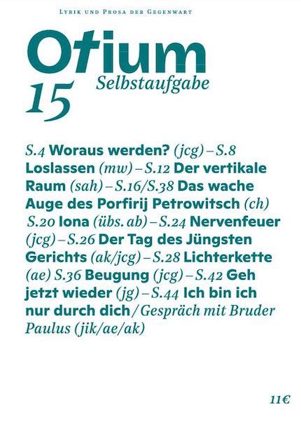 Otium 15: Selbstaufgabe | Edition Faust