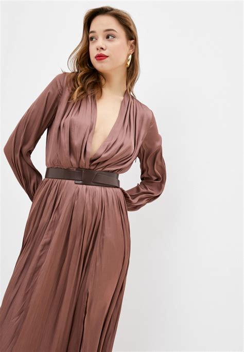 Платье Rich Naked Chloe Maxi Sleeve Dress цвет коричневый MP XW FW купить в интернет