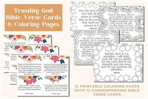 Trusting God Printable Coloring Pages And Bible Verse Cards Etsy