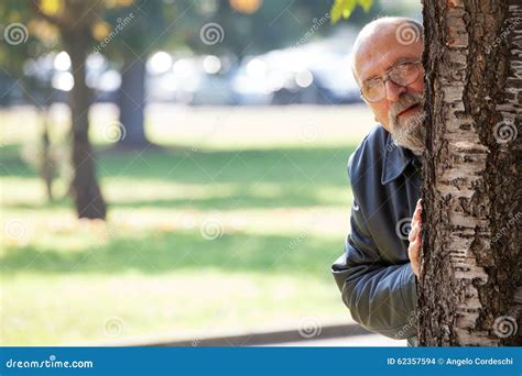 Sex Stalker Maniac Voyeur And Spy Man Peeking Hiding Behind Tree Stock Photo Image Of Human