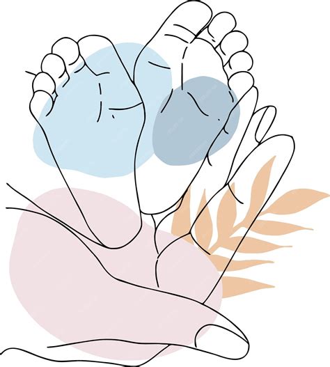 Premium Vector | Picture outline of babys legs in moms hands