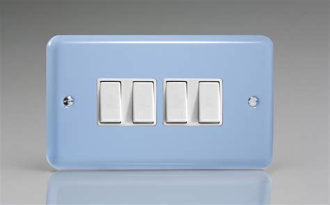 Varilight Lily Duck Egg Blue 4 Gang 10a 1 Or 2 Way Rocker Switch Twin Plate Switch Socket