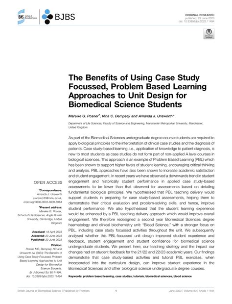 (PDF) The Benefits of Using Case Study Focussed, Problem Based Learning ...