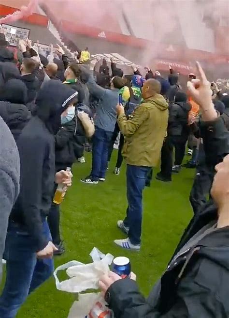 Man Utd Fans Storm Old Trafford Pitch In Anti Glazer Protest Ahead Of