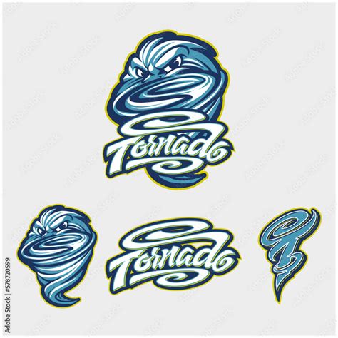 tornado mascot logo  swirl logotype  monogram stock vector