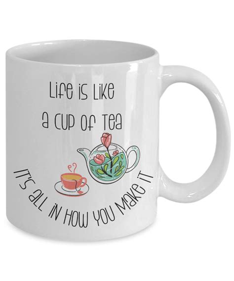 Life is Like A Cup of Tea Floral Tea Pot Mug Inspirational - Etsy