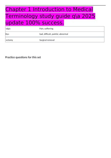 Chapter 1 Introduction to Medical Terminology study guide qa 2025