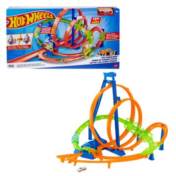 Hot Wheels Track Set With Crash Zones Motorized Booster And Hot Wheels Car Mattel