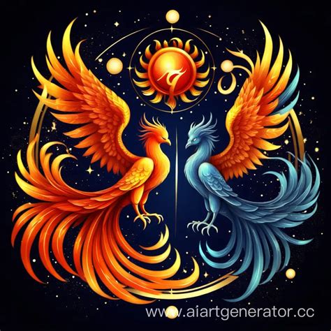 Virgo Zodiac Sign and Phoenix Mythical Creature in Cosmic Harmony | AI ...