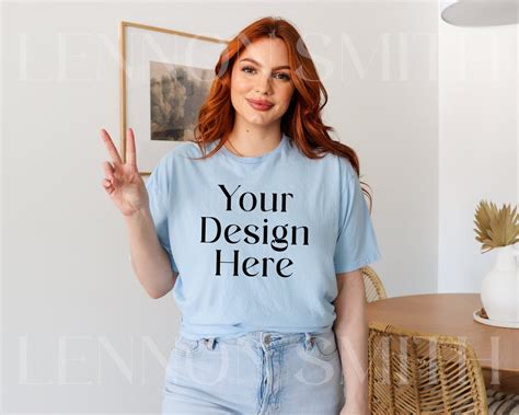 Light Blue Gildan 64000 Mockup Light Blue Gildan Shirt Etsy