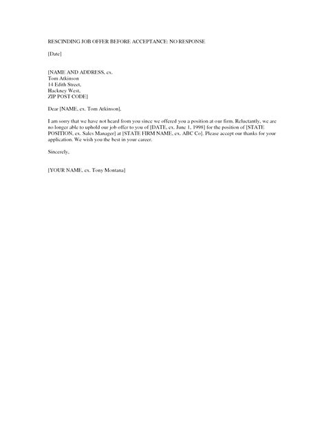 Can A Company Rescind An Offer Letter Database Letter Template Collection