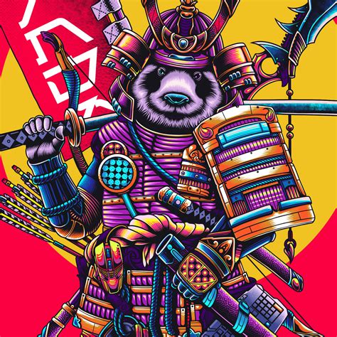 Panda Samurai Illustration Artwork - Panda TV on Behance