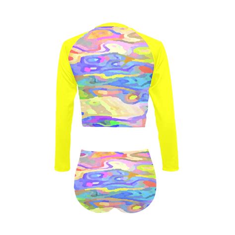 Retro Coloring Long Sleeve Bikini Set Model S Id D