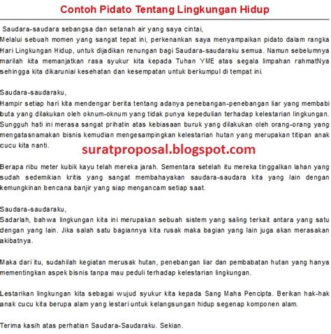 Contoh Pidato Tentang Lingkungan Hidup Contoh Surat
