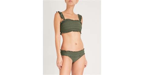 Tory Burch Costa Bandeau Bikini Top In Green Lyst