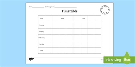 School Timetable Template | Primary Resources (teacher made)