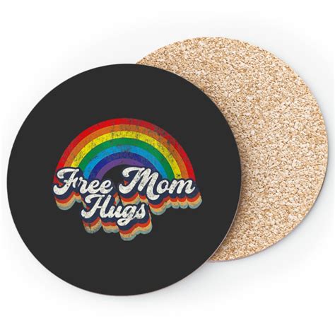 Retro Mom Hugs Rainbow Lgbt Lesbian Gay Trans Pride Coasters Sold By Ruelleus Sku