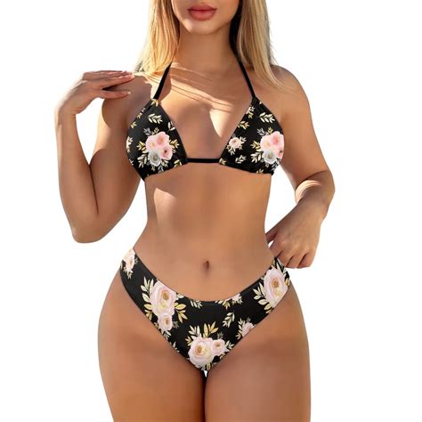 COEQINE Cheeky Bikini Sets For Women Elastic String Piece High Cut