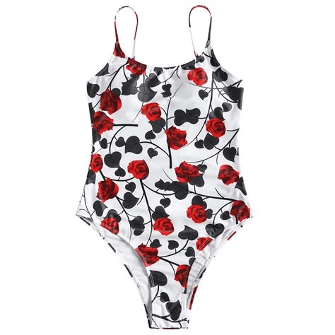 Sexy Red Rose Floral Print Bikini Women S Swimming Suit Wire Free