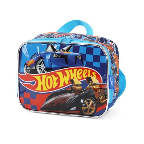 Mochila Infantil Rodinhas Hot Wheels C Lancheira E Estojo Azul