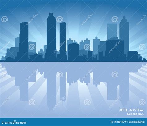 Atlanta Georgia City Skyline Silhouette White Background Cartoon Vector