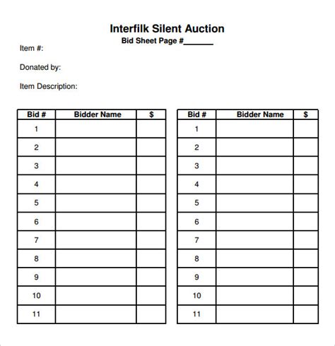 19 Sample Silent Auction Bid Sheet Templates To Download Sample