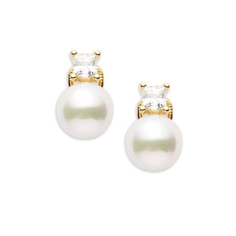 Majorica 10mm White Faux Pearl And Sterling Silver Hollow Fill Earrings Lyst