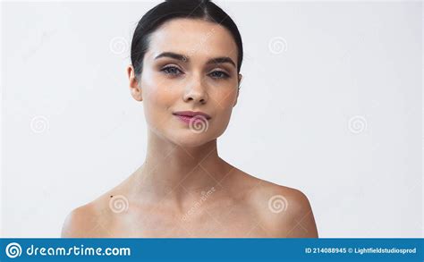 Brunette Woman With Healthy Skin And Stock Image Image Of Bodycare White 214088945