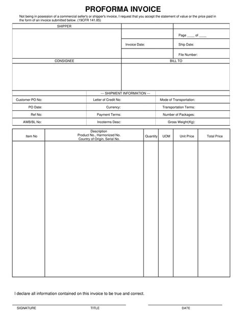 Free Printable Proforma Invoice Templates Word Excel Pdf