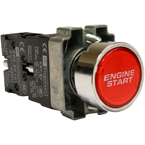 CHROME CAR ENGINE STARTER ILLUMINATED PUSH BUTTON START SWITCH - RED ...