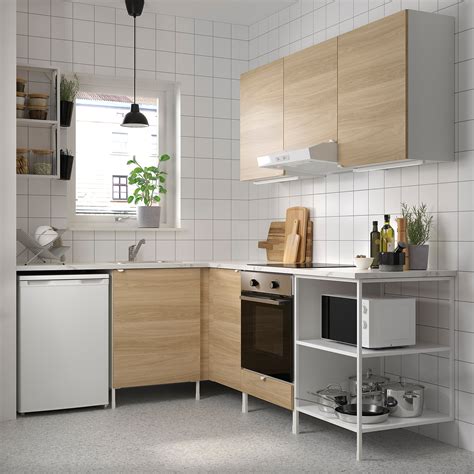 ENHET угловая кухня белый/под дуб | IKEA Latvija