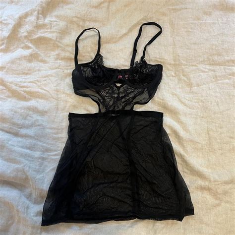 Adore Me Lingerie Black Lace Mesh Top Never Worn Depop
