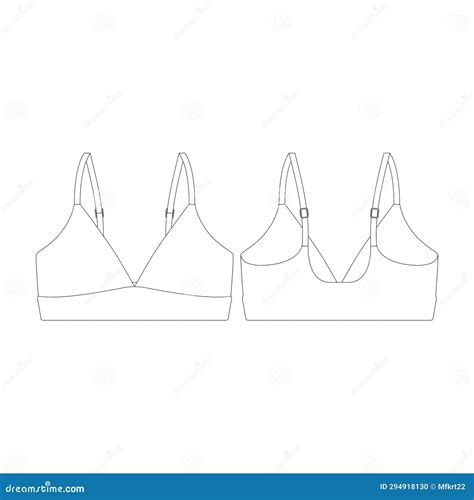 Template Banded Triangle Bikini Top Vector Flat Design Outline Clothing Collection Stock Vector