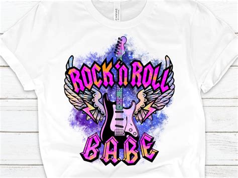 Rock N Roll Babe Png Rock And Roll Sublimation Design Rock Etsy