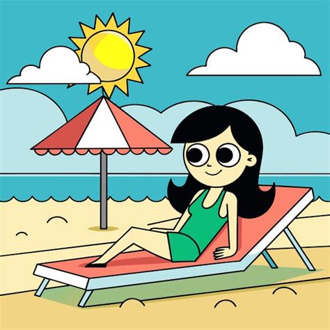 Mujer En Bikini Chica De Verano En Vacaciones Traje De Ba O De Playa Vacaciones Dibujado A Mano