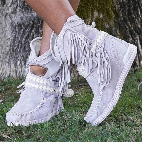 New Style Tassels Ankle Boots Flat Heel Boots Winter Boots Cowgirl