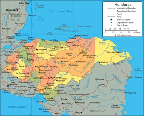 Honduras Map Large Detailed Tourist Map Of Honduras | Honduras | North