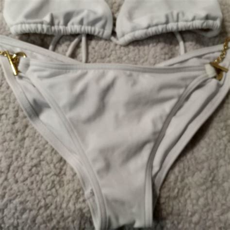 Victoria Secret White Bikini W Gold Hardware Medium Depop