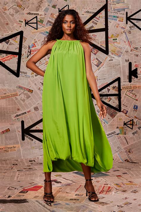 Buy Green 100 French Crepe Halter Neck Toga Midi Dress For Women By