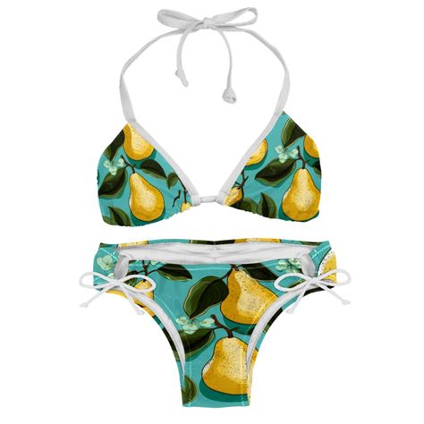 Pear One Piece Swimsuit Bikini Set Detachable Sponge Adjustable Strap Two Pack Beach