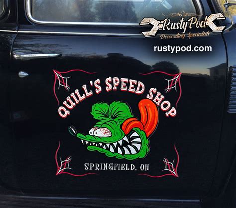 2 Pcs Personalized Hot Rod Garage Pinstripe Door Art Set 02 Vinyl Stickers 09773 Rustypod