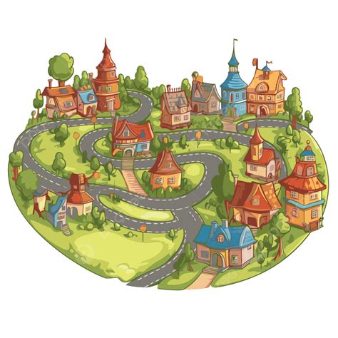 pinggiran kota clipart kartun karakter kartun peta desa  rumah